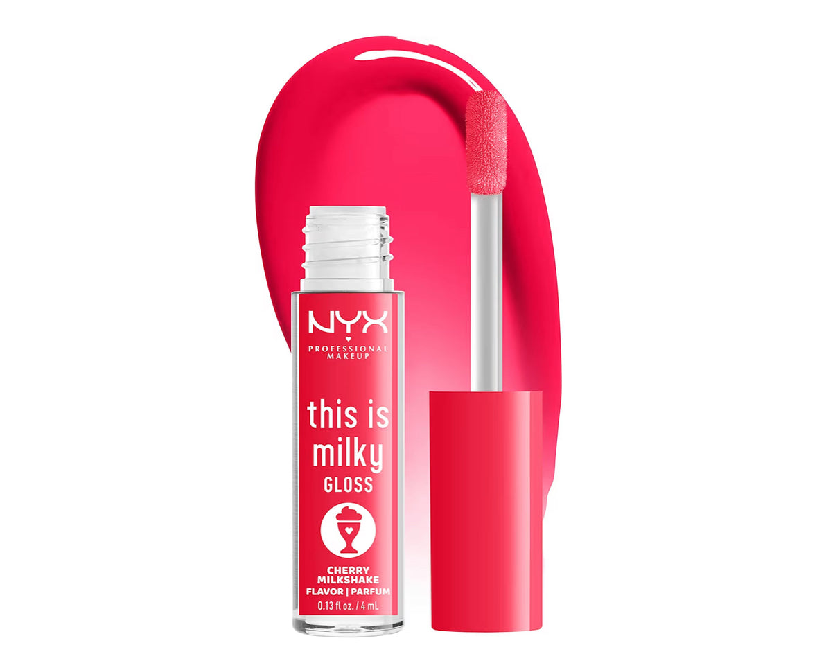 NYX PROFESSIONAL MAKEUP This Is Milky Gloss Lip Gloss, Cherry Milkshake, Cherry Pink with 12 Hour