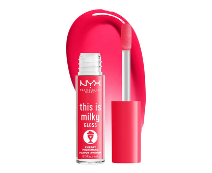 NYX PROFESSIONAL MAKEUP This Is Milky Gloss Lip Gloss, Cherry Milkshake, Cherry Pink with 12 Hour