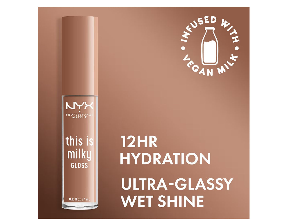 Milky Gloss Lip Gloss, 12 Hour Hydration - Cookies & Milk 0.13 oz