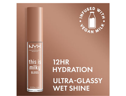 Milky Gloss Lip Gloss, 12 Hour Hydration - Cookies & Milk 0.13 oz